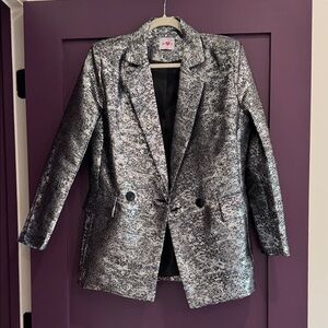Buddy Love Metallic Silver Textured Blazer
